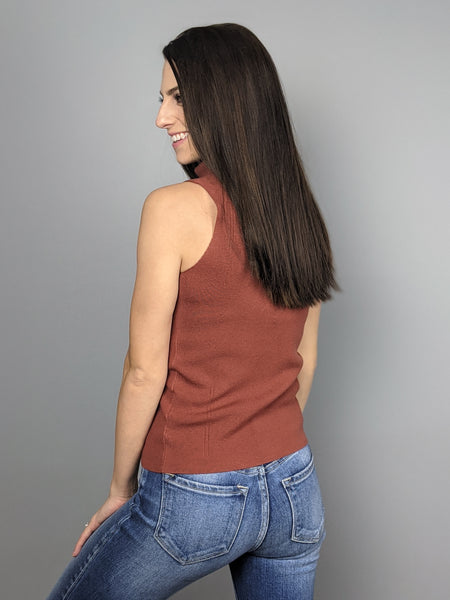 Confidence is Key Sweater Tank -Rust