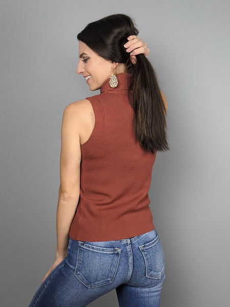 Confidence is Key Sweater Tank -Rust