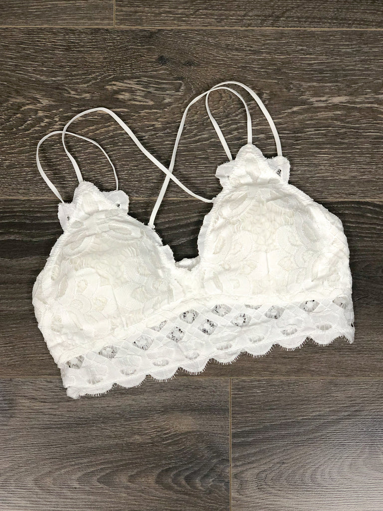 Bralette Outfit Ideas: White Lace Bralette Under Slouchy Sweater